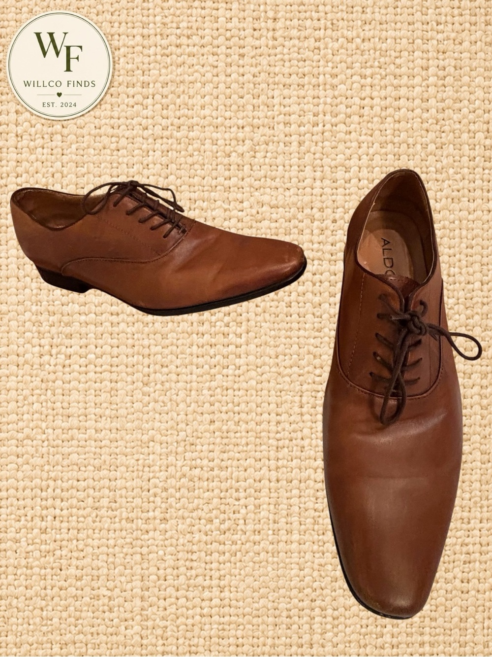 Aldo Brown Leather Oxford Lace-Up Dress Shoes